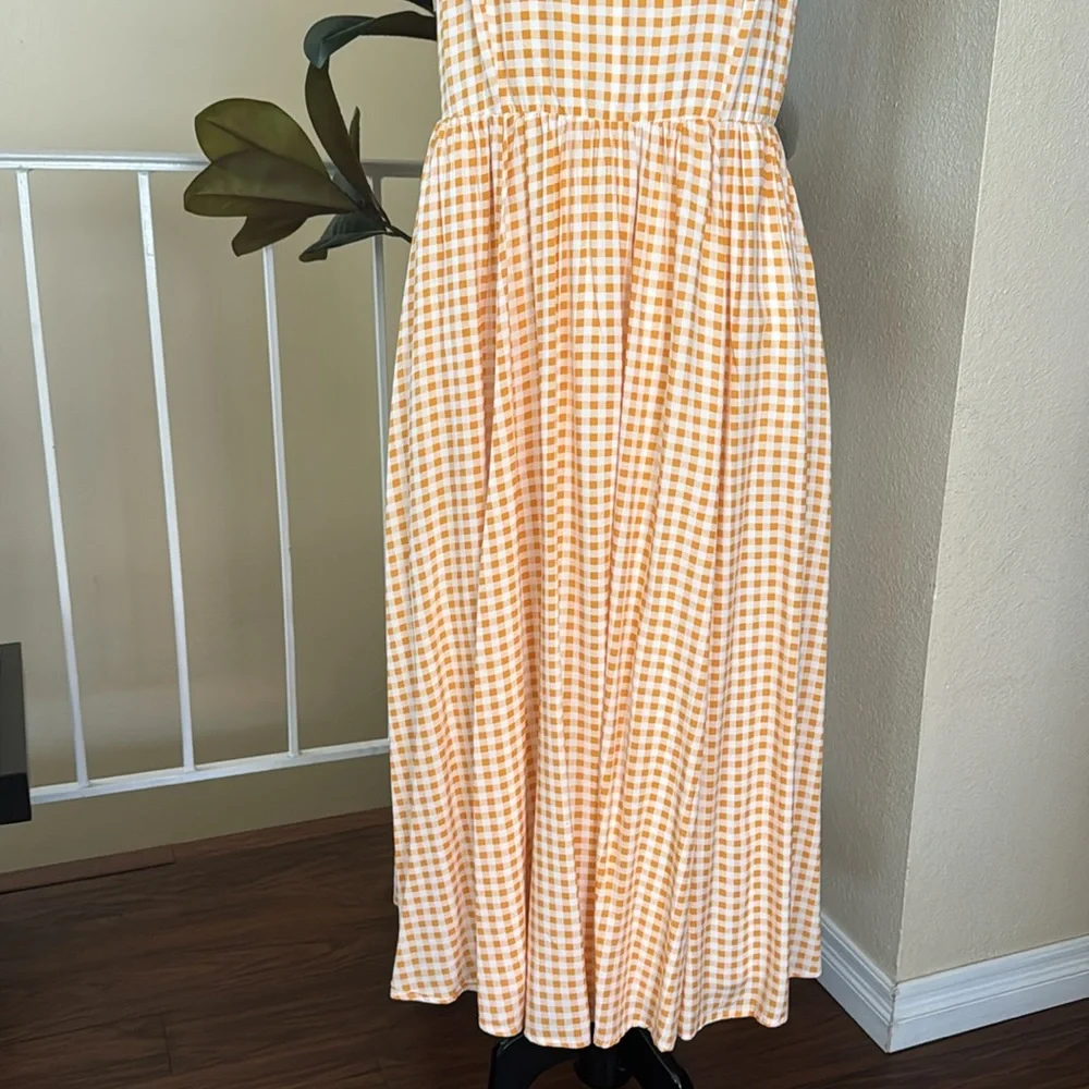 Torrid Midi Challis Skater Yellow Plaid Dress 0/L US 12 - Picture 7 of 16